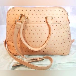 Charming Charlie large purse salmon color with rose gold colored rivets